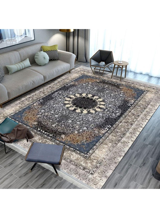 SMART HOME Large padded floor mat with a soft velvet surface and non-slip backing - Living room rug - Majlis rug - Lounge rug - Luxurious decorative rug - Elegant rug with modern patterns for living rooms and majlis - Size 350x250 cm - Suitable for everyday use and entertaining - Image 1